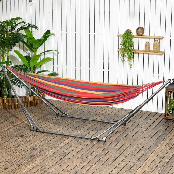 Outsunny Foldable Hammock Stand, 2 in 1 Hammock Net Stand & Clothes Drying Rack