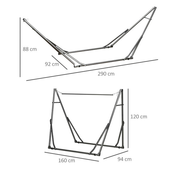 Outsunny Foldable Hammock Stand, 2 in 1 Hammock Net Stand & Clothes Drying Rack