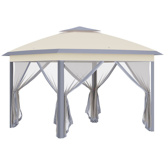 Pop Up Gazebo Height Adjustable Canopy Tent w/ Carrying Bag, Beige