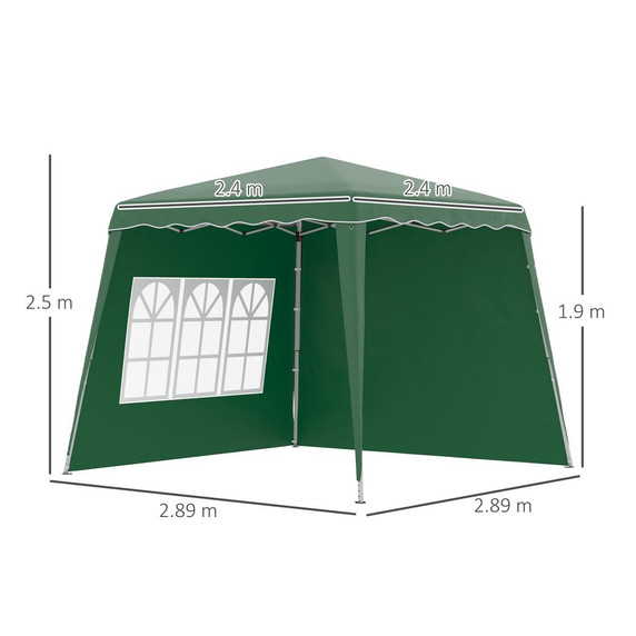 2.4 x 2.4m UV50+ Pop Up Gazebo Canopy Tent with Carry Bag, Green