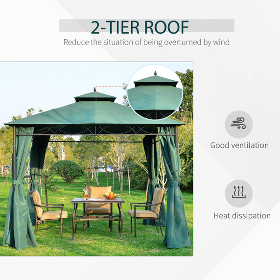 Outsunny 3 x 3m Metal Garden Gazebo Marquee Party Tent Canopy Pavilion Sidewalls