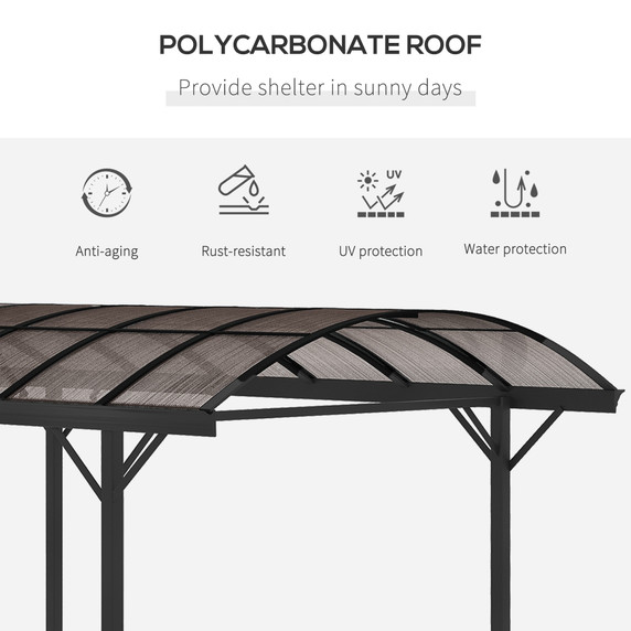 5 x 3m Hardtop Aluminium Gazebo Pergola Polycarbonate Roof, Brown
