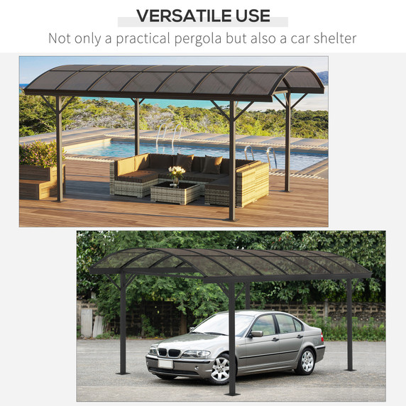 5 x 3m Hardtop Aluminium Gazebo Pergola Polycarbonate Roof, Brown