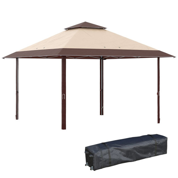 4 x 4m Outdoor Pop-Up Canopy Tent Gazebo Adjustable Legs Bag Coffee