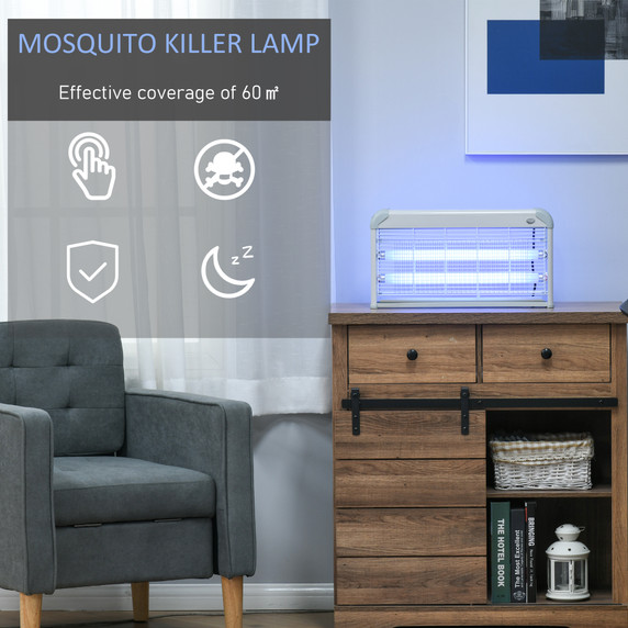 Outsunny Mosquito LED Killer Lamp 30 W Wall-mounted Insect Zapper, Steel-Grey