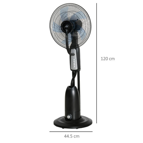 Pedestal Fan with Water Mist Spray Standing Fan w/ 2.8L Water Tank Black