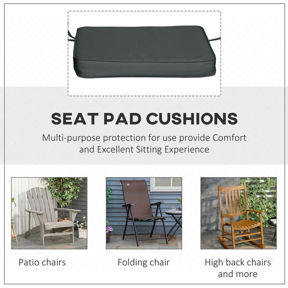 Outsunny Set of 6 Chair Cushion Seat Pads Dining Chair w/ Straps Outdoor Grey