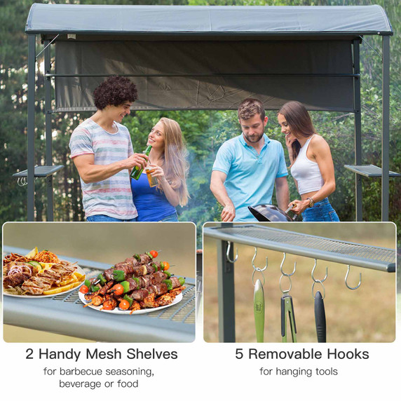 Metal Frame Outdoor BBQ Canopy Grey