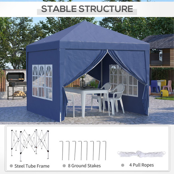 3mx3m Pop Up Gazebo Party Tent Canopy Marquee with Storage Bag Blue