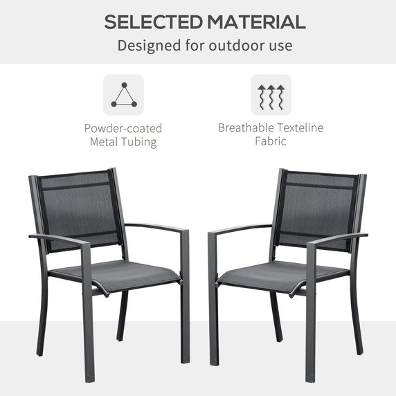 2 PCs Patio Dining Chair Outdoor Mesh Seat Bistro Chair Dark Grey