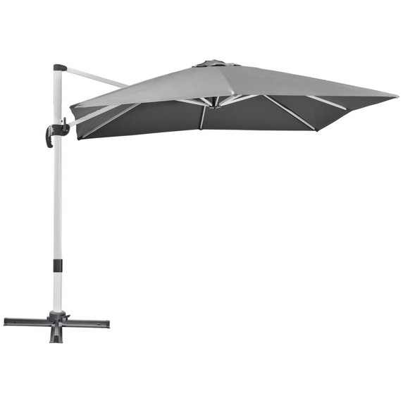 3 x 3(m) Cantilever Roma Parasol Garden Umbrella with Cross Base Grey