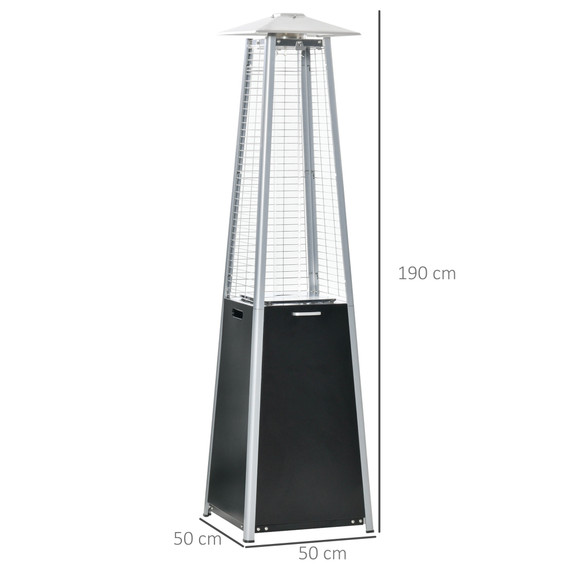 11.2KW Outdoor Patio Gas Heater Standing Pyramid Propane Heater Tower Wheels 