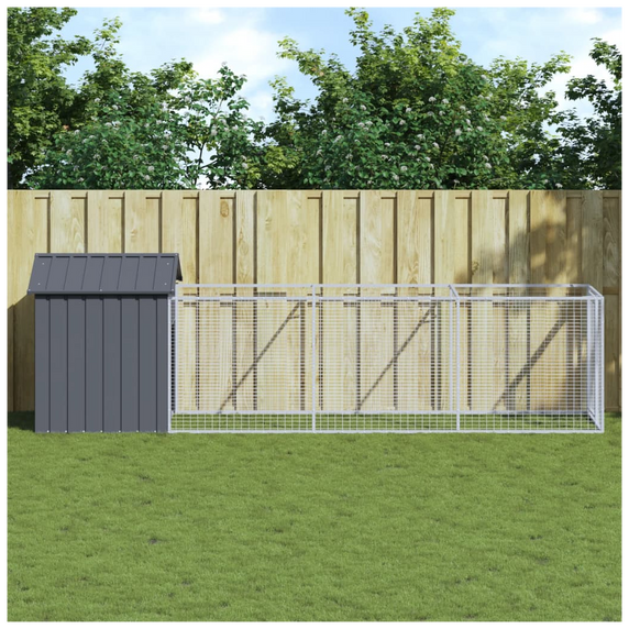 vidaXL Dog House with Roof Anthracite 117x405x123 cm Galvanised Steel