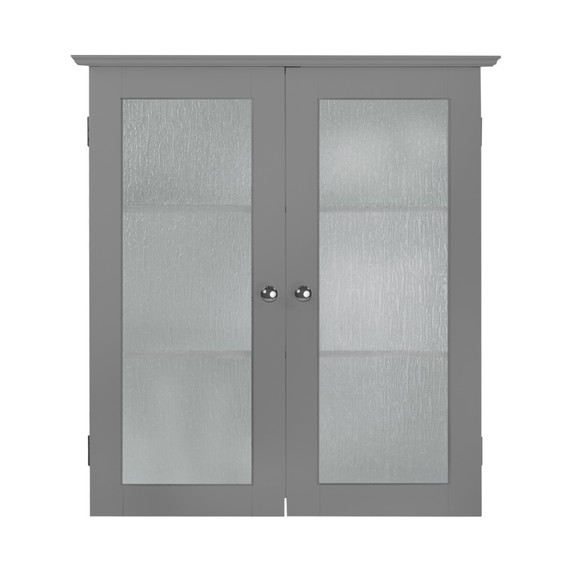Bathroom Connor Wall Cabinet with 2 Glass Doors Grey EHF-581G