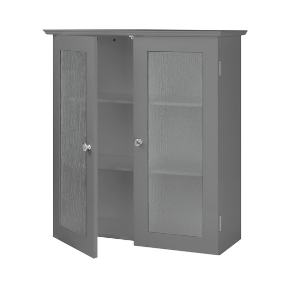 Bathroom Connor Wall Cabinet with 2 Glass Doors Grey EHF-581G