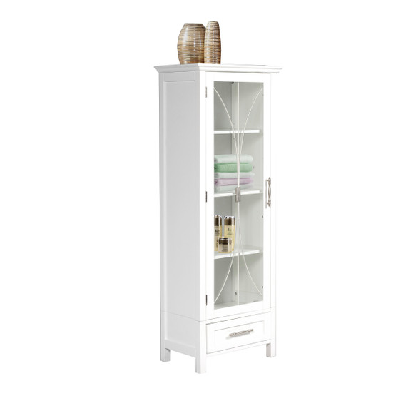 Wooden Bathroom Cabinet Standing Tall Storage White 7961