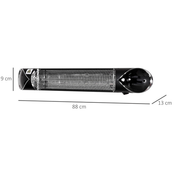Outsunny 2000W Electric Infrared Patio Heater Wall Mounted Carbon Fibre Heater Remote