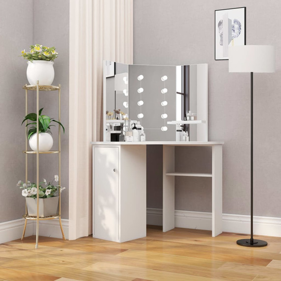 Corner Dressing Table Make-up Table with LED Light