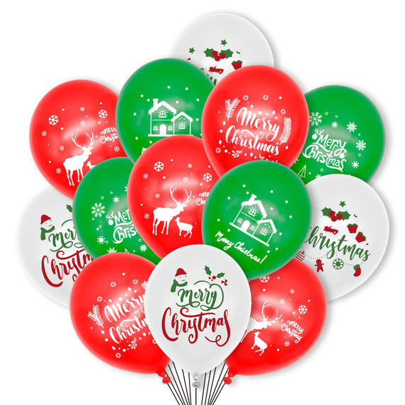 Multi Pack Christmas Party Balloons Decoration Set 12inch Latex Xmas Balloons