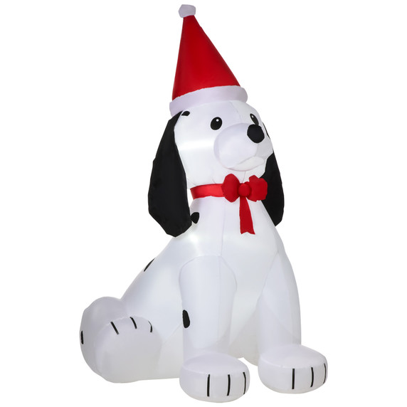  6ft Inflatable Christmas Puppy Dog Wearing Santa Hat Lighted Outdoor Indoor