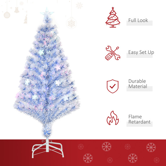  Artificial Fibre Christmas Tree Seasonal Deco 16 LED Easy Store 5FT White Blue