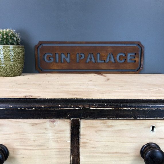 Rusty GIN PALACE Sign Home, Bar, Kitchen, Mancave