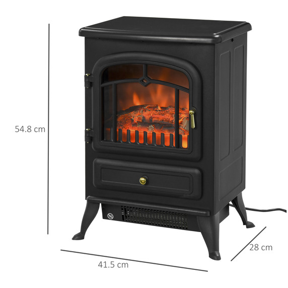 Electric Fire Place 1850W Heater Wood Burning Effect Flame Portable Black