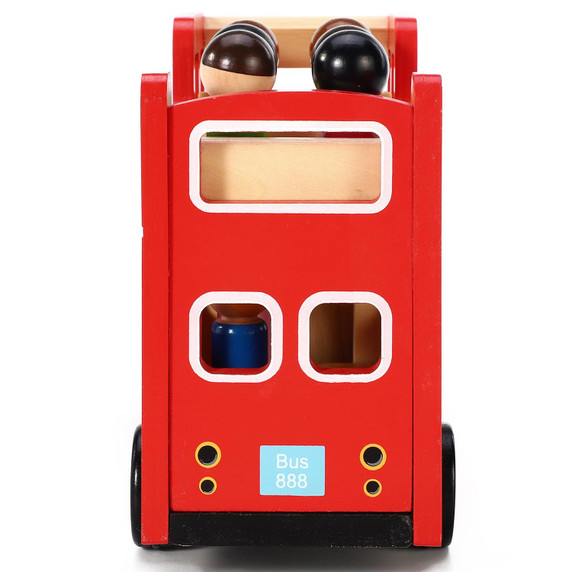 SOKA Wood Wooden Double Decker Red London Bus with Figurines