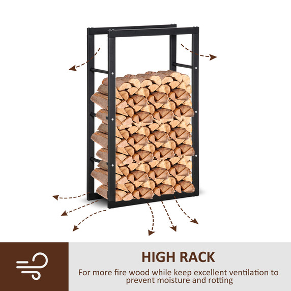 Metal Rust-Resistant Firewood Log Rack Black