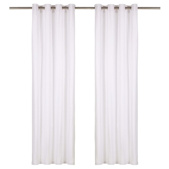  Curtains with Metal Rings 2 pcs Cotton 140x175 cm White