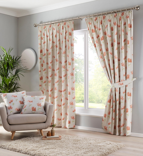 Westbury Terracotta Pencil Pleat Curtains 