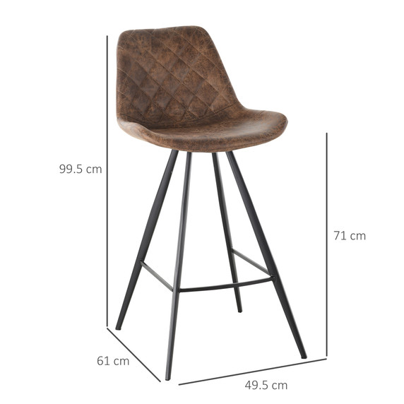 PU Leather Upholstered Twin-Pair Bar Stools Brown
