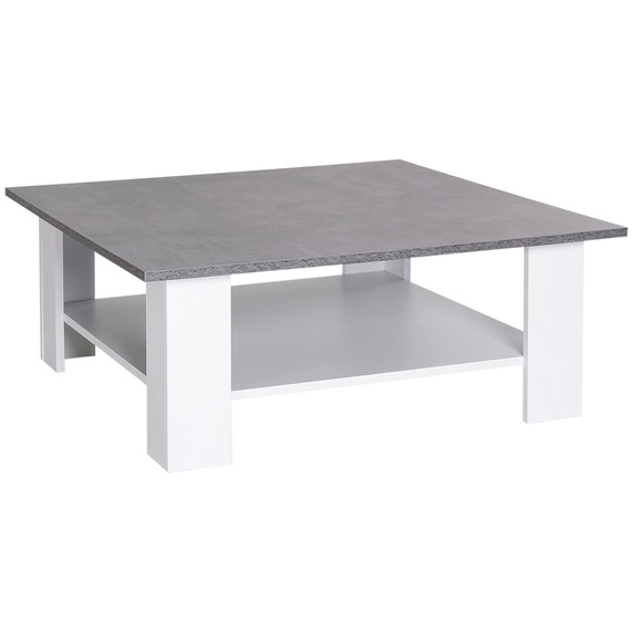 2 Tier Vintage Coffee Table, 80W x 80D x 31.5Hcm-Cement/white