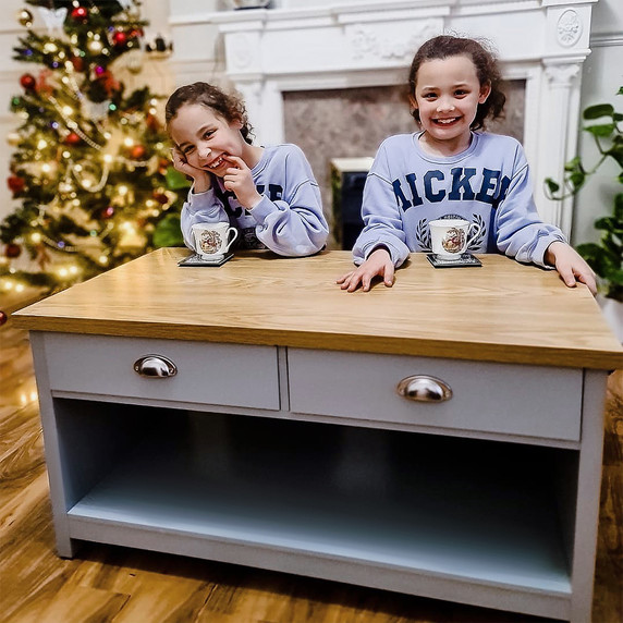 MDF Rustic 2-Drawer Coffee Table Grey