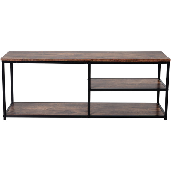 Steel Frame Industrial Style TV Stand w/ Shelf Black/Brown