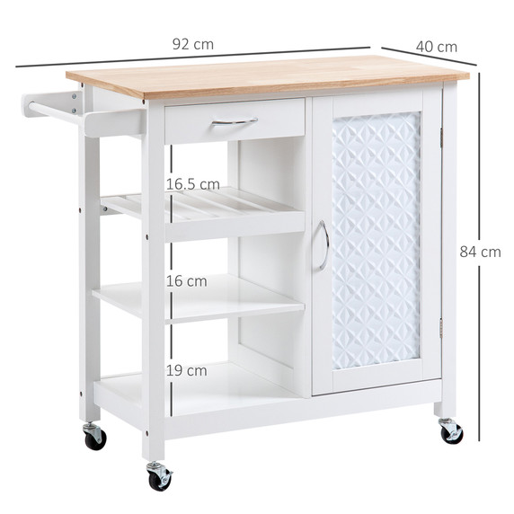 Kitchen Cart Utility Kitchen Island with Storage Drawer, White