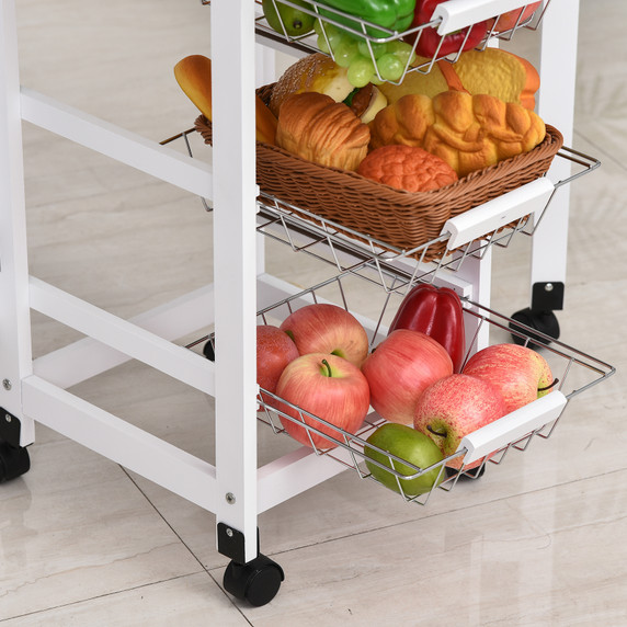 MDF Extendable Kitchen Island Trolley White