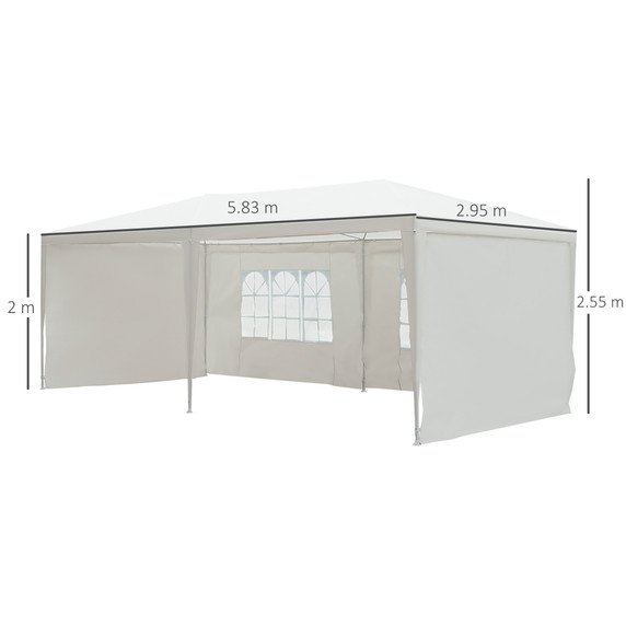 Outsunny 6x3m Garden Gazebo Party Canopy Camping Tent Patio Awning-White 