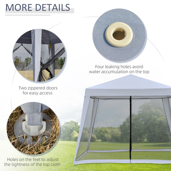 Outsunny 3x3m Outdoor Gazebo Tent W/Mesh Screen Walls-Grey 