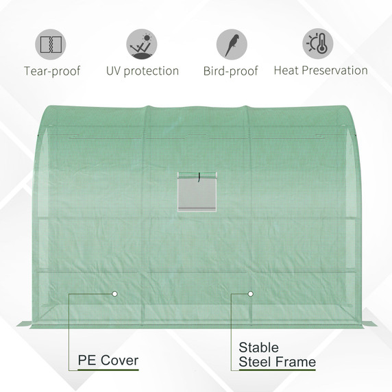 Walk-In Greenhouse PE Cover and 3-Tier Shelves, Green, 300x150x213 cm