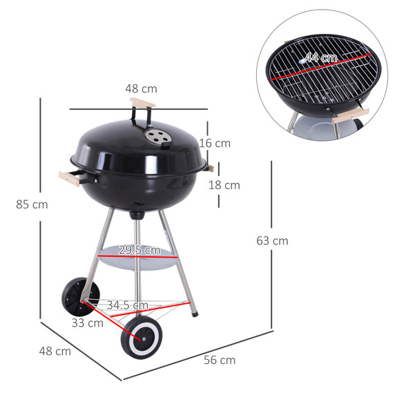 Outsunny BBQ Grill,  85H cm