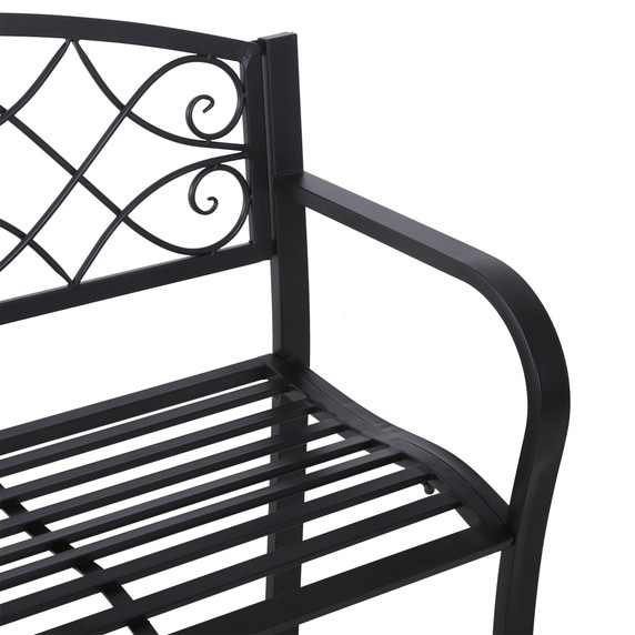 Outsunny Metal Frame Bench, 128Lx50Wx91H cm-Black 