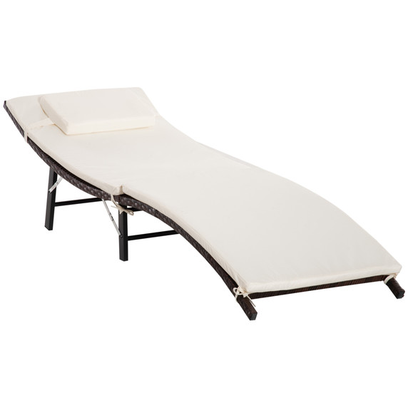 Outsunny Folding Rattan Sun Lounger, 53H cm