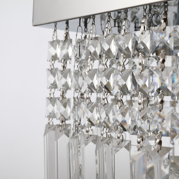 Modern Crystal Ceiling Light Square Crystal Chandelier E14 Base, Silver