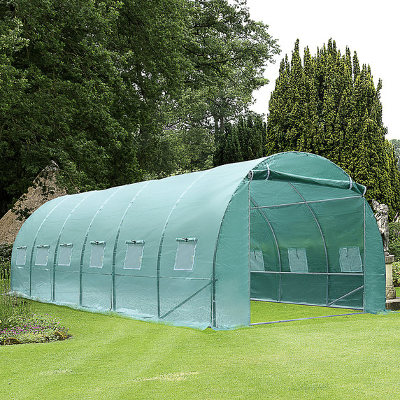 Outsunny Walk-in Greenhouse Tunnel with Durable PE Cover and Sturdy Metal Frame, ideal for year-round gardening