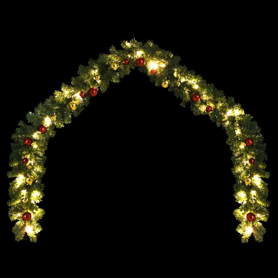 Christmas Garland Decorated with Baubles and LED Lights 5m - 20m