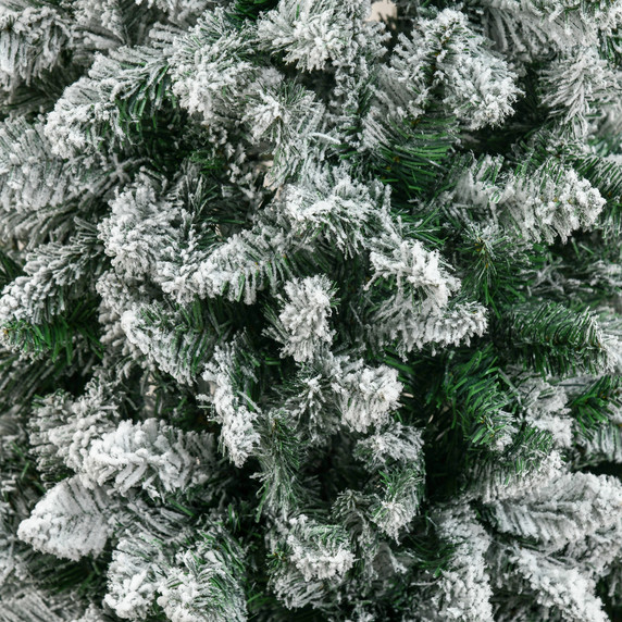 5 Ft Snow Flocked Artificial Christmas Tree with Pencil Shape, Green HOMCOM