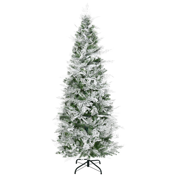 6 Foot Snow Flocked Artificial Christmas Tree Holiday with Pencil Shape HOMCOM