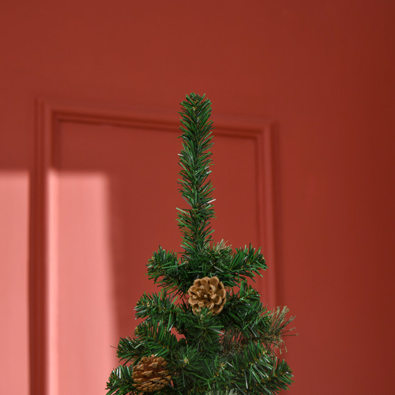 6.5FT Artificial Slim Christmas Tree Holiday Home Decor with Pine Cones