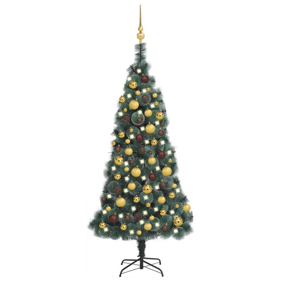 Artificial Christmas Tree LEDs&Ball Set Green 120 cm to 180 cm PVC&PE